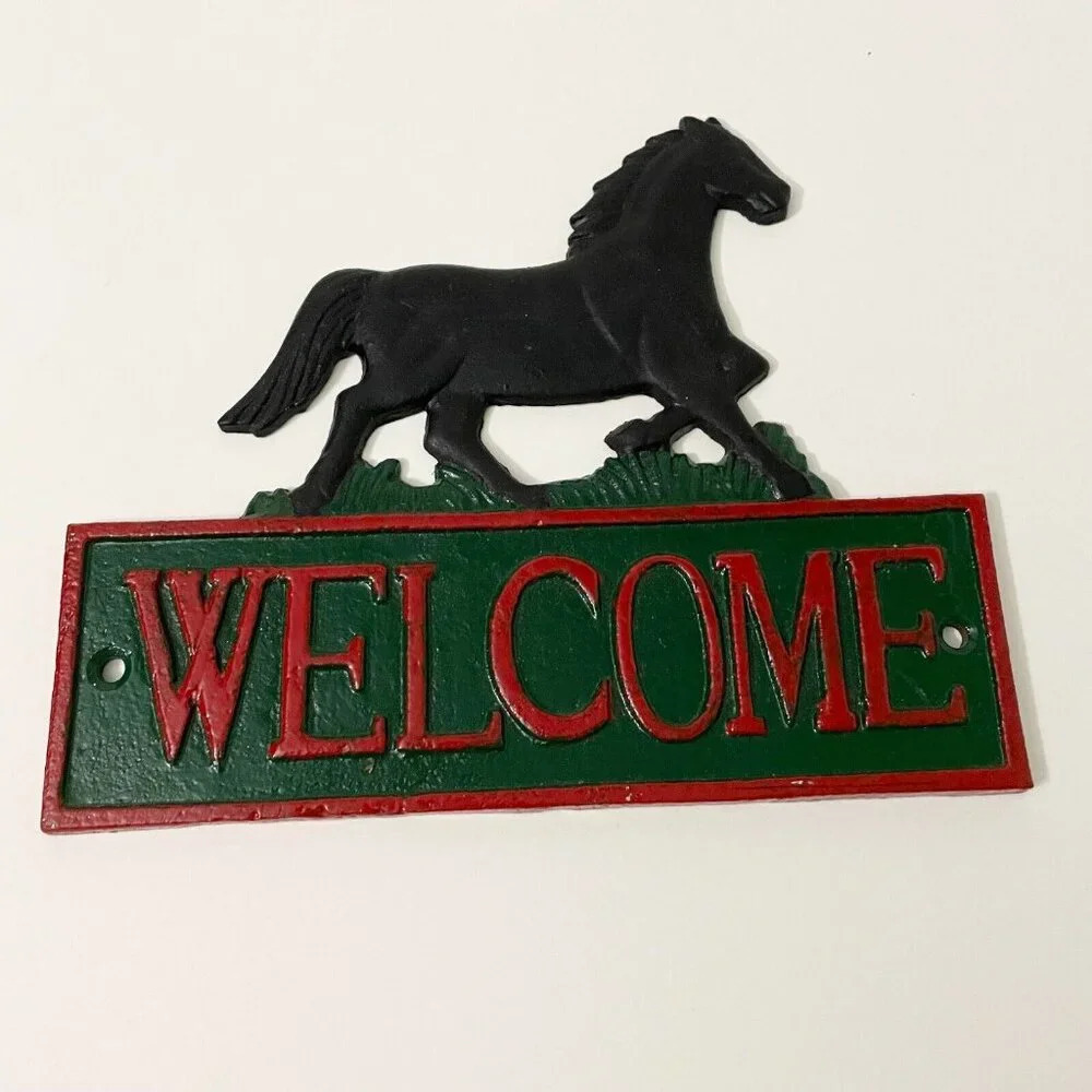 Cast Iron Horse Welcome Door Hanger Sign Farmhouse Decor